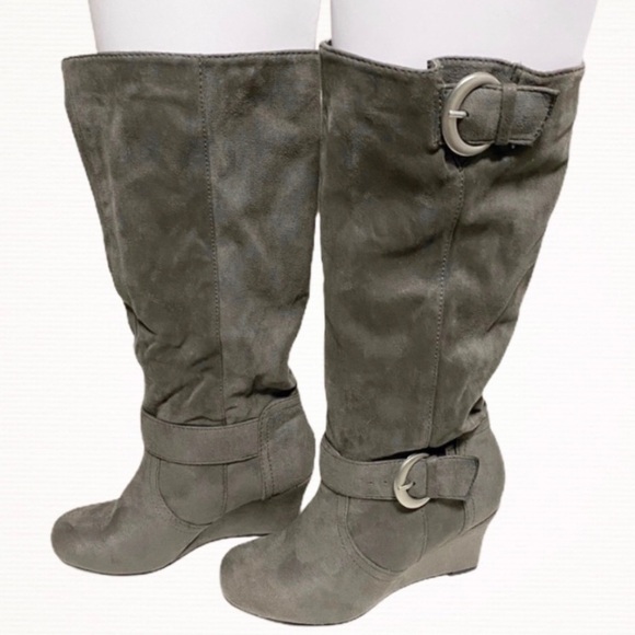 Aldo Women’s slouchy tall grey boots wedge heel size 36 (6) - Picture 1 of 7